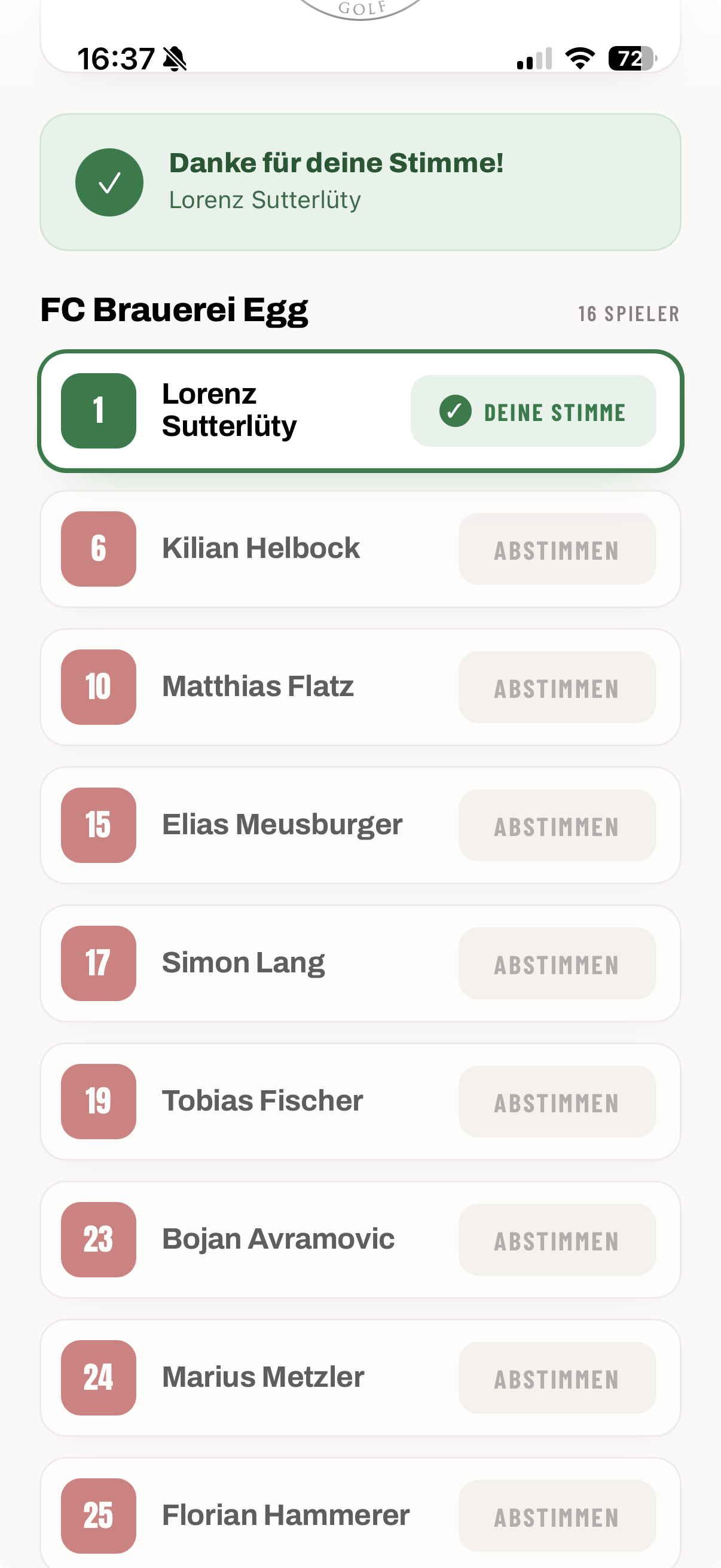Erfolgreiche Stimmabgabe